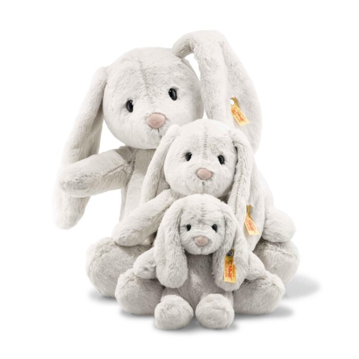 Steiff Hoppie Hase 18 cm hellgrau, Plüschtier Hase mit Schlappohren, Soft Cuddly Friends, flauschiges Stofftier Kuscheln - Image 5