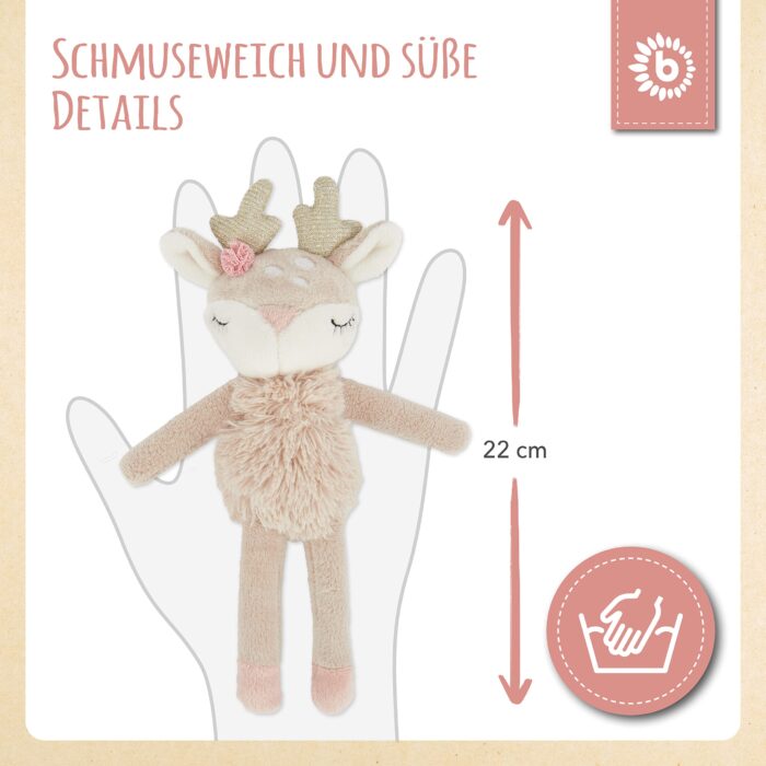Bieco Kuscheltier Reh µmit Rassel | Baby Kuscheltier ab 0 Monate Stofftier Baby Plüschtier Reh rentier - Image 5
